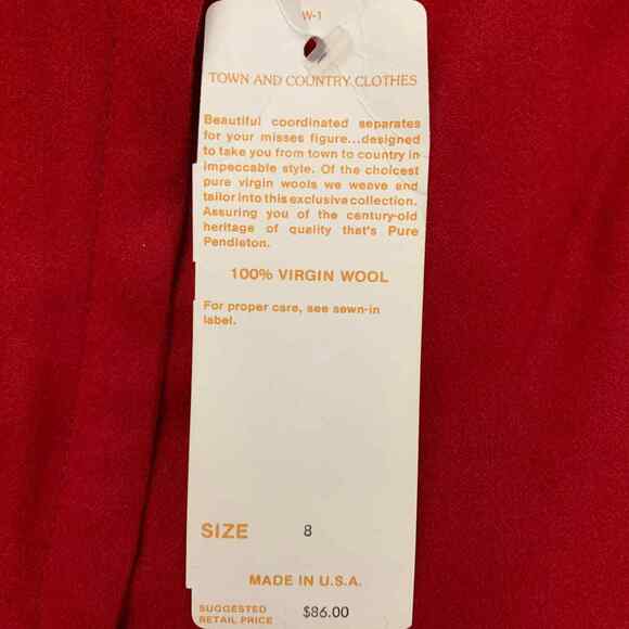 Pendleton Pants Size 8 Vintage 70s Red Wool NWT New Small Classic - Picture 10 of 13